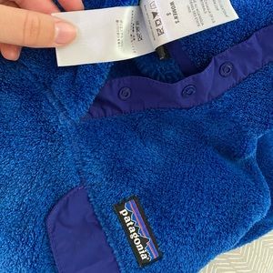 Patagonia blue quarter zip/button jacket